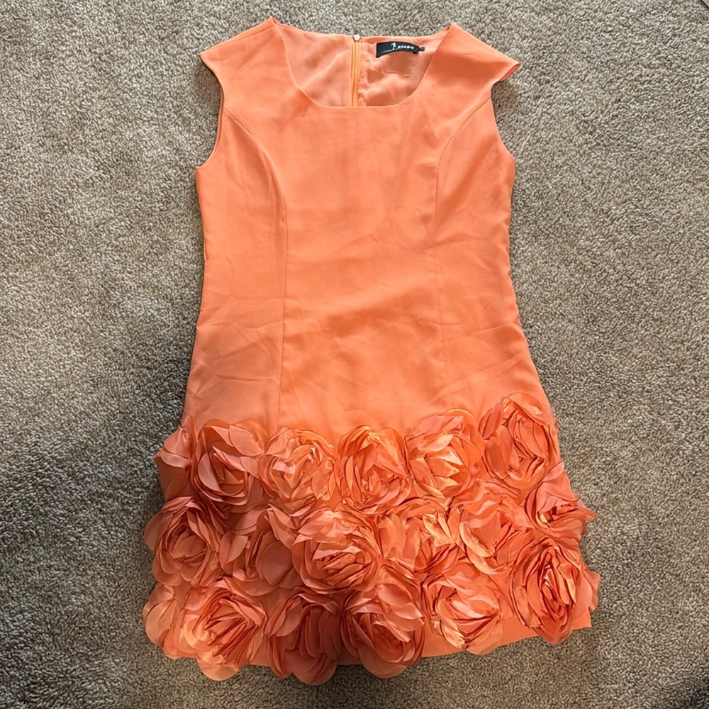 Elegant Orange Floral Dress